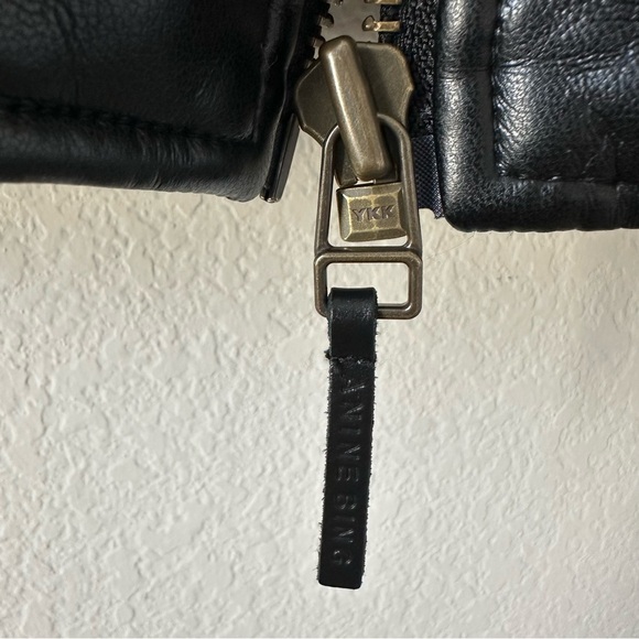 ANINE BING LEON BOMBER Black Recycled Leather SZ XS - Picture 4 of 11